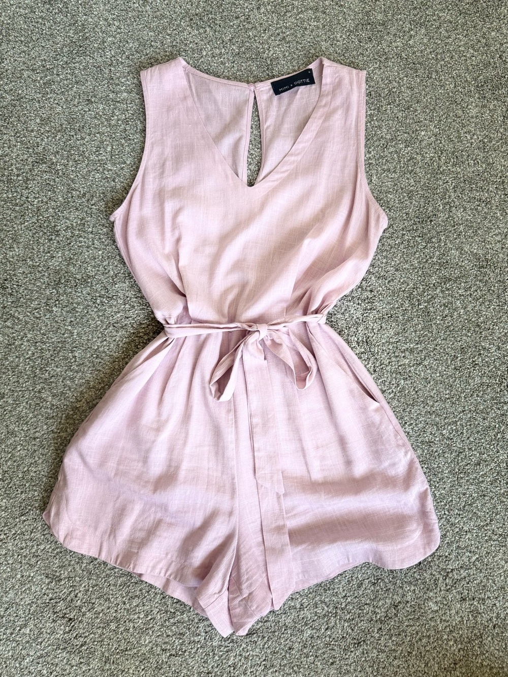 Light Pink Sleeveless Tie-Waist Romper